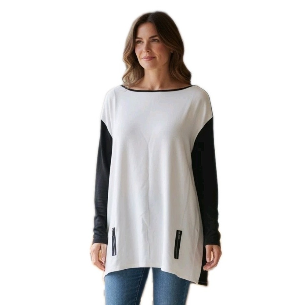 Chico's‎ SZ 3 Colorblock Black Modern Minimalist Casual Contemporary US XL 16